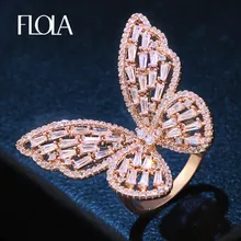 Прелестное женское циркониевое кольцо с большой бабочкой, кубический цирконий, инкрустированный цвет розового золота, модное кольцо для женщин, ювелирное изделие, подарок rigf61