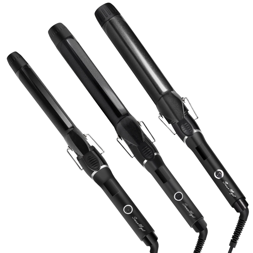 

SwanMyst Hair Curler Curling Iron 25/32/38 mm Ceramic Hair Curling Wand with Cool Tip and Heat Resistant Glove, Dual Voltage