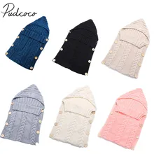 Фирменная Новинка для новорожденных милые вязаные крючком с капюшоном спальный детей пеленать Обёрточная бумага пеленание Одеяло одноцветное теплый спальный мешок