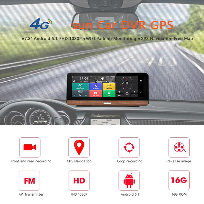 E31 Pro Cámara del DVR del coche de 78 pulgadas 4G coche DVR Dash Cam ADAS WIFI Android 51 GPS de n