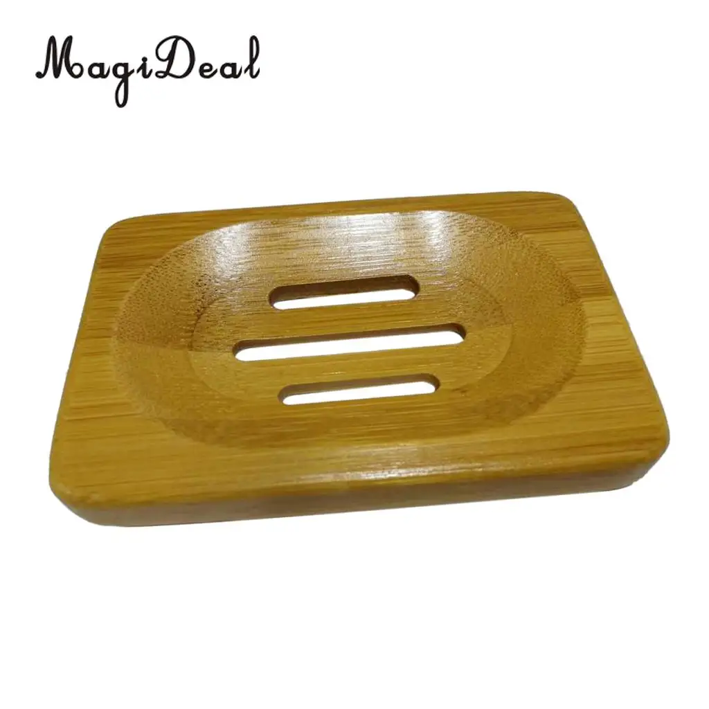 MagiDeal Bamboo Soap Holder Dish Bathroom Shower Storage Support Plate Stand Handmade