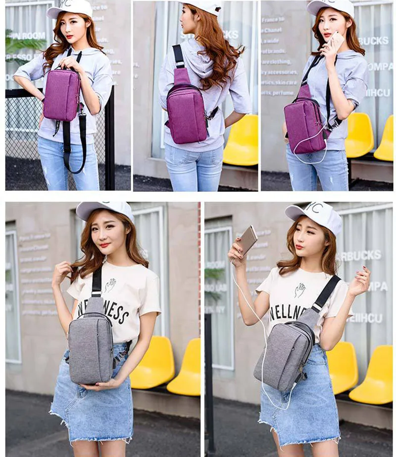 Men Women Backpack Anti Theft Teenager Canvas Chest Bag Large Casual USB Rechargeable Boy Single Shoulder Sac A Dos Homme BP0223 (8)