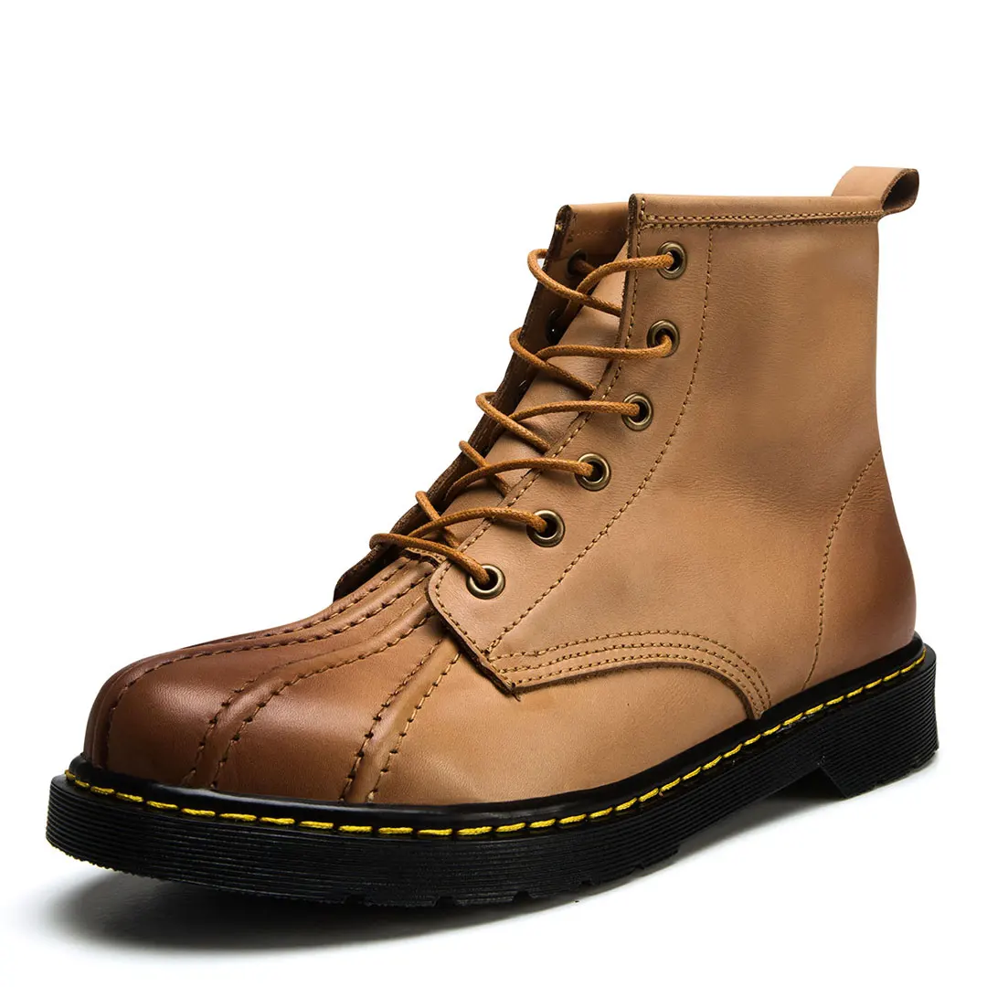 

Serene Genuine Leather Men's Boots Lace-up Sewing Retro Boots Men Martin Shell Outdoor Warm Shoes Botas Hombre Fashion Men Boots