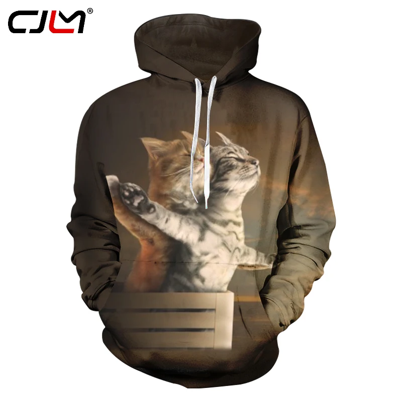 

CJLM Funny Cats Titanic 3d Print Men Hoodies Sweatshirt Fashion Casual Pullovers Crewneck Solid Hoodie Cute Cat Kitty Streetwear
