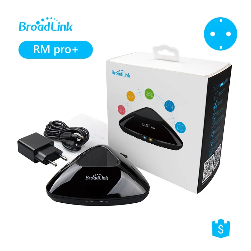 Broadlink RM Pro+ WiFi умный дом концентратор, ИК РФ все в одном автоматизации обучения универсальный пульт дистанционного управления, черный, подарок - Цвет: EU version