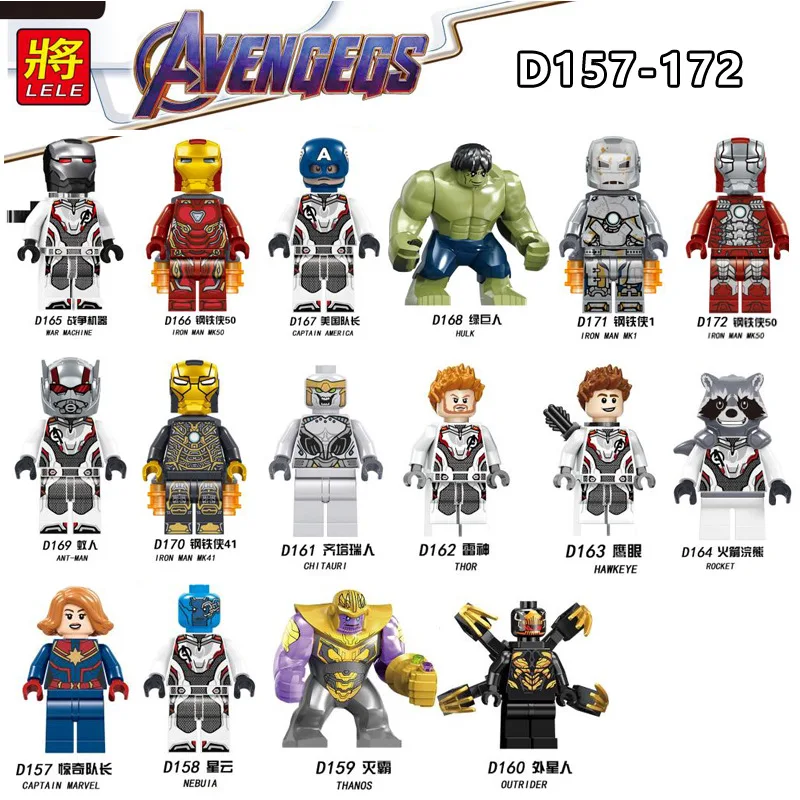 

16PCS/LOT Legoling Avengers Endgame Thanos Thor Rocket Raccoon War Machine Black Widow Nebula Building Blocks Toys