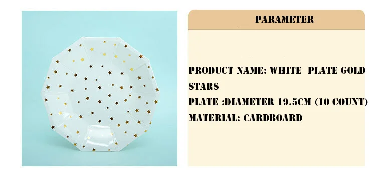 FANLUS Value Pack Cupcake Toppers Picks- Various Themes (7 inch Party paper plate with Gold Foil 10 PCS Stars& Sparkles Theme) (27)