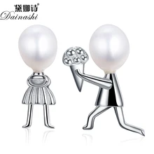 Dainashi 100% 925 bijoux en argent sterling Romantique Proposer Le Mariage Amour Bijoux Pierre Naturelle D’eau Douce Perle Boucles D’oreilles De Mariage