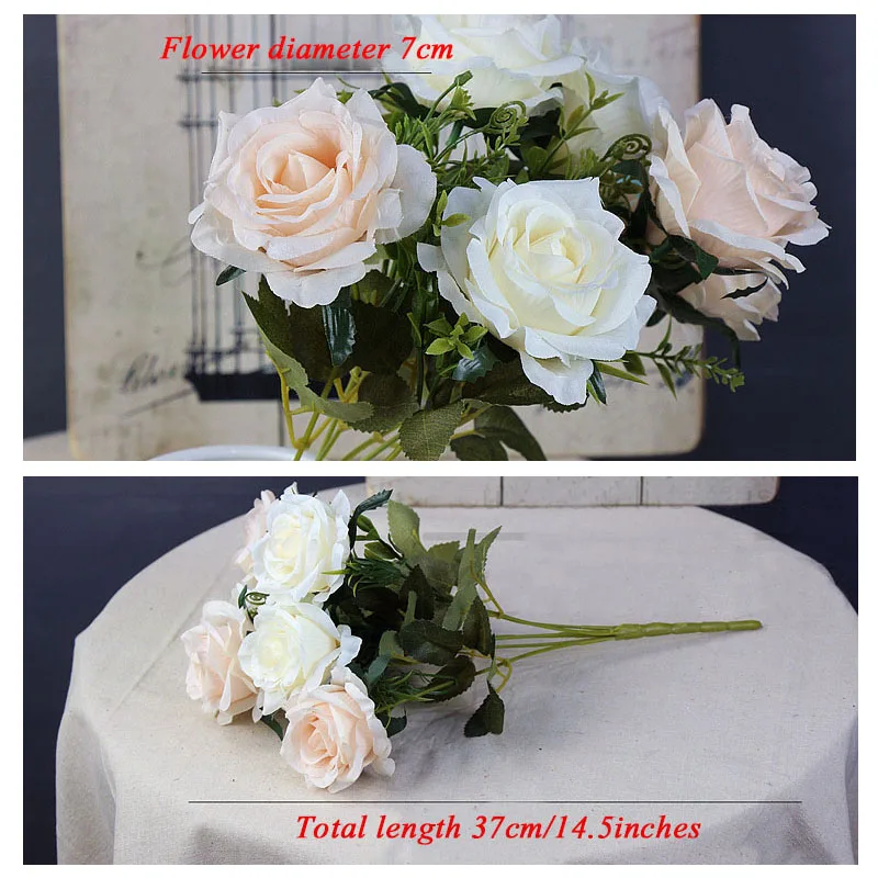 Свадебный букет невесты букет 6 голов искусственный шелк роза DIY свадебное оформление букета аксессуары для цветов