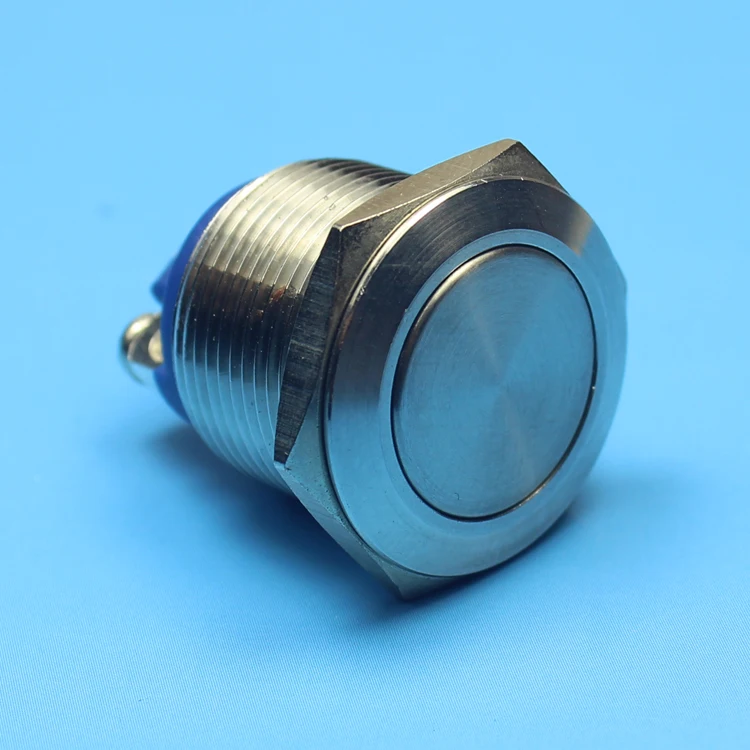 

19mm 1NO Flat round head momentary screw terminal waterproof electrical switch push button
