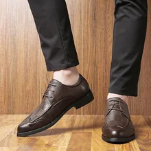 Г., Мужские модельные туфли кожаные туфли-оксфорды Повседневная Деловая мужская обувь на шнуровке Брендовая Мужская Свадебная обувь