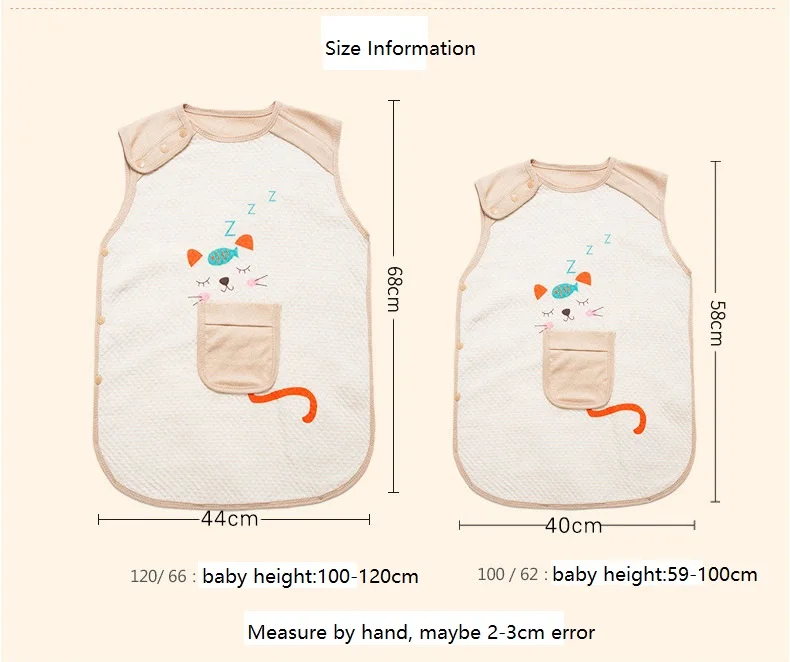 Спальный мешок без рукавов для новорожденных мальчиков и девочек, спальный мешок с милым рисунком, органический хлопок, теплый спальный мешок для детей 0-5 лет