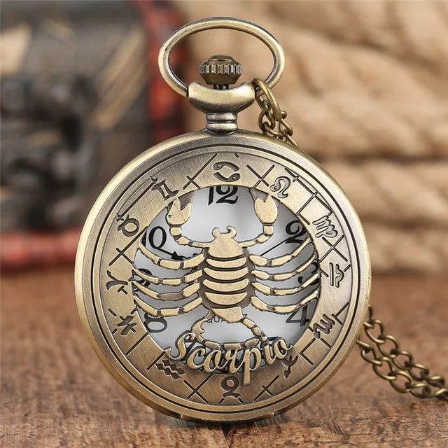 Antique Hollow Scorpio Constellation Pocket Watch Astrology Style Cover Teen Clo Antique Hollow Scorpio Constellation Pocket Watch Astrology Style Cover Teen Clo