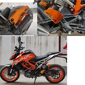 Image 2 - Motorcycle CNC Aluminum Carbon Front Rear Foot Step Side Guard Protection Wing Cover Pedal for KTM 250 390 DUKE 2017 2018 2019