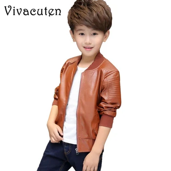 

New Boys PU Leather Jacket Spring Autumn Children Coat School Kids Waterproof Windproof Warm Outerwears Teen Boy Costumes H308