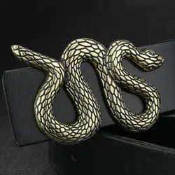 Высокое качество змея широкий пояс Пряжка Мужская Дизайнерская Роскошная брендовая натуральная кожа Необычные винтажные джинсы модный