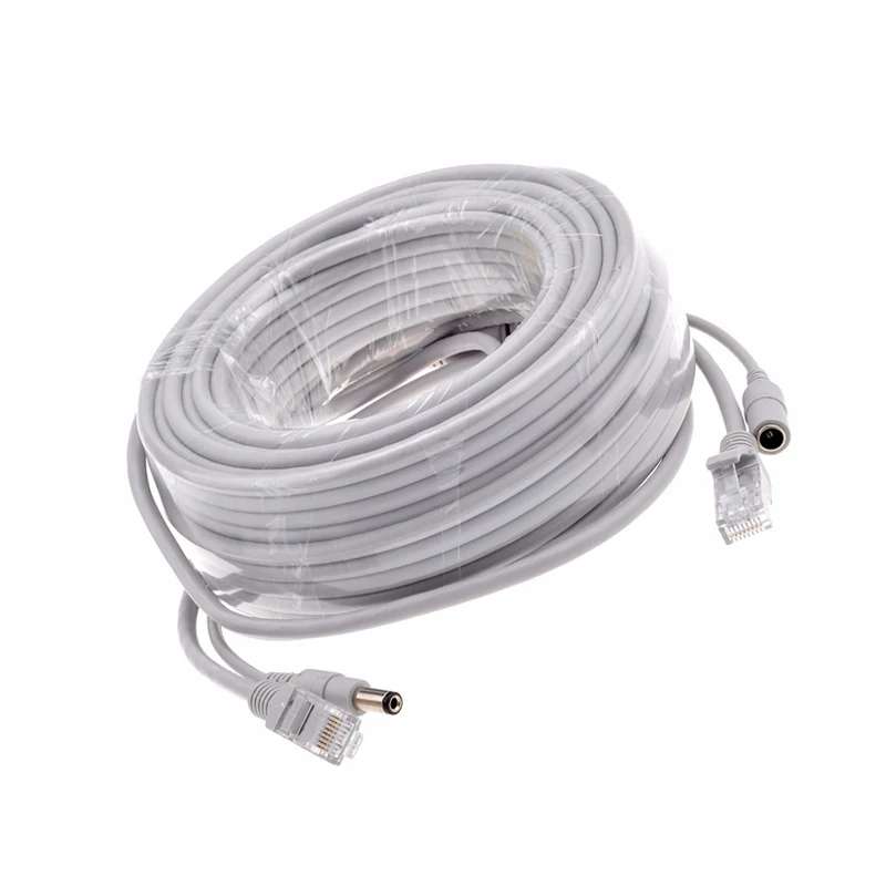 5M/10M/15M/20M/30M Optional Gray CAT5/CAT-5e Ethernet Cable RJ45 and DC Power CCTV Network Lan Cable For System IP Cameras