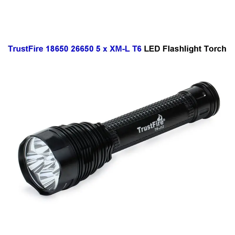 

TrustFire J12 18650 5 x CREE XM-L T6 LED Torch LED Camping Flashlight 4500 Lumens Waterproof 5 Modes Wholesale