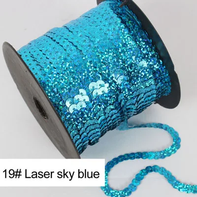 26 цветов, 20 ярдов/рулон, 6 мм, ПВХ, с блестками, линия, с блестками, для шитья, на планках, для рукоделия, аксессуары для одежды - Цвет: 19 Laser sky blue