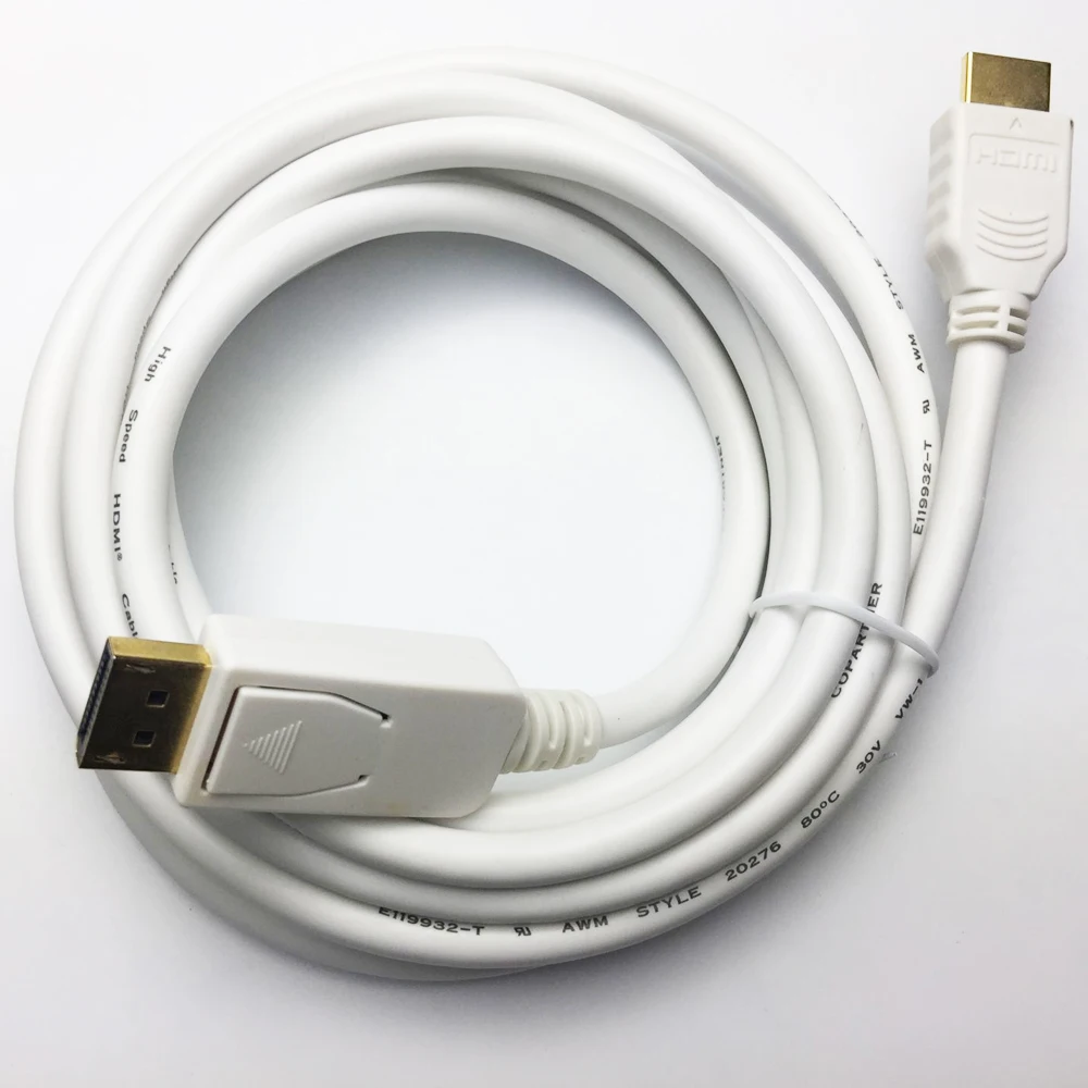 Gold DisplayPort to HDMI Video Adapter Converter+Braided 3FT 1.4 HDMI Cable1080P