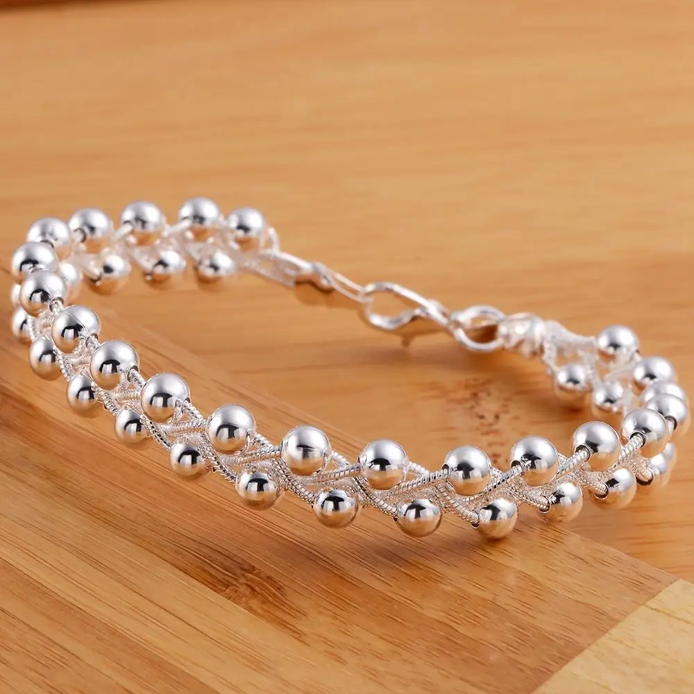Браслет LH002 из плетеных бусин серебряного цвета Прямая поставка|bracelet plated|bracelet