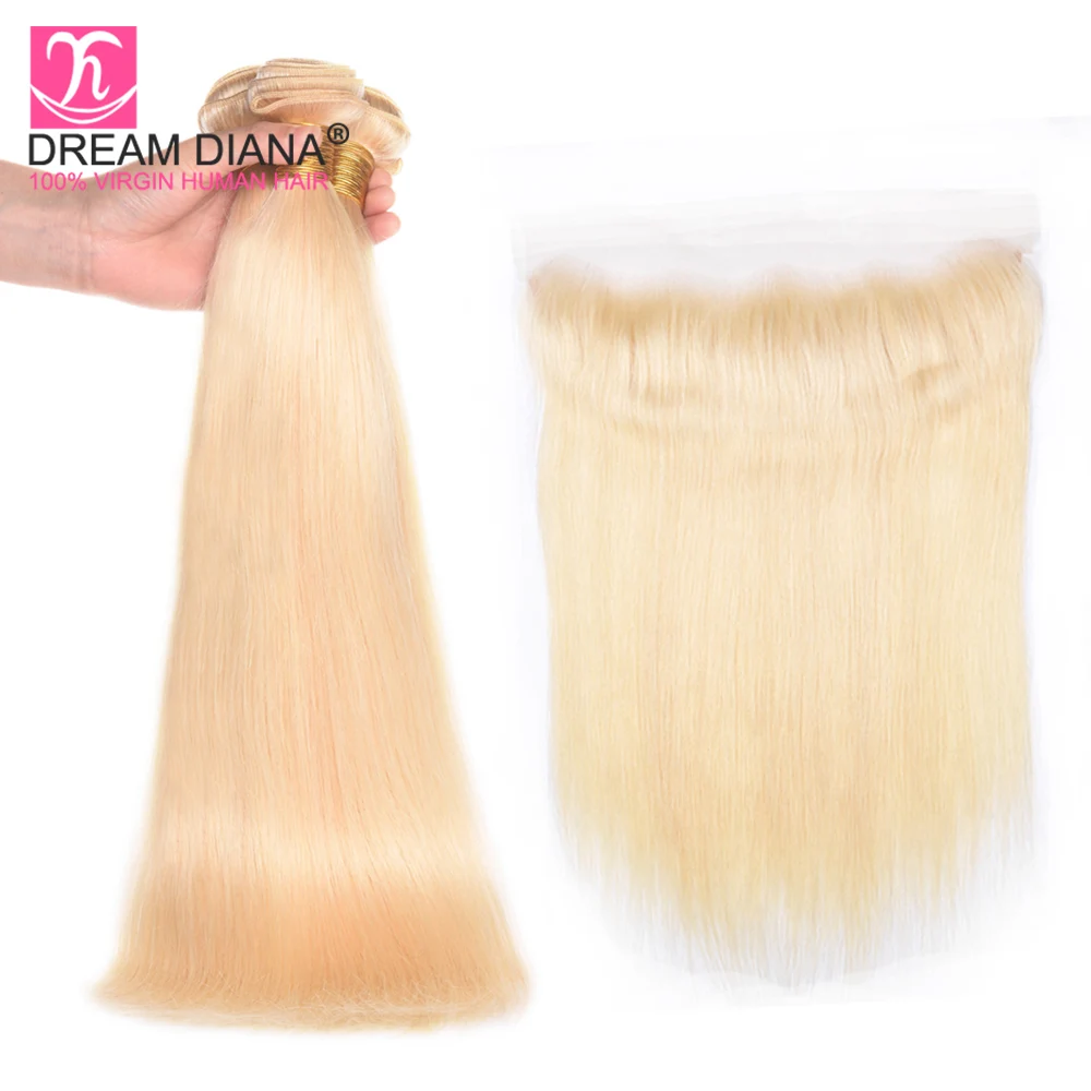 DreamDiana Remy 613 Peruvian Straight With Frontal 613 Bundles And Frontal 100% Human Hair Platinum Blonde Bundles With Frontal DreamDiana Remy 613 Peruvian Straight With Frontal 613 Bundles And Frontal 100% Human Hair Platinum Blonde Bundles With Frontal