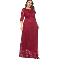 Plus Size Red Maxi Lace Dress WoClothing 2018 High Quality Fashion Sexy Club Party Elegant Dresses