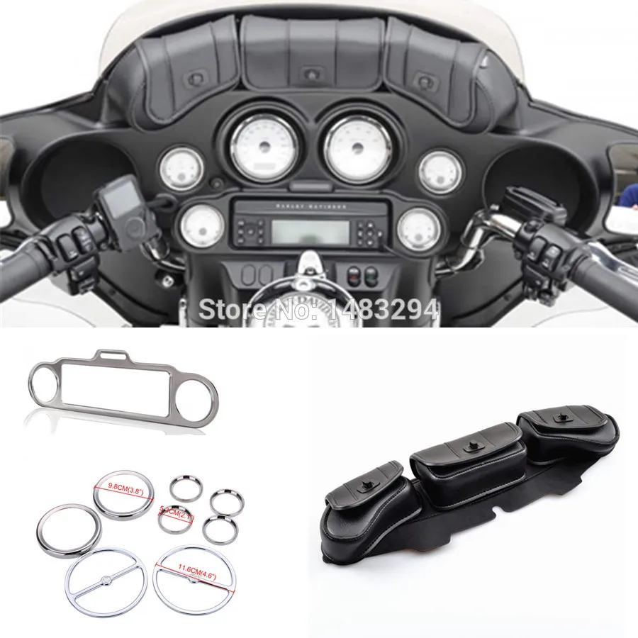 Chrome Stereo Accent Speedometer Speaker Trim Ring Set + Windshield Bag