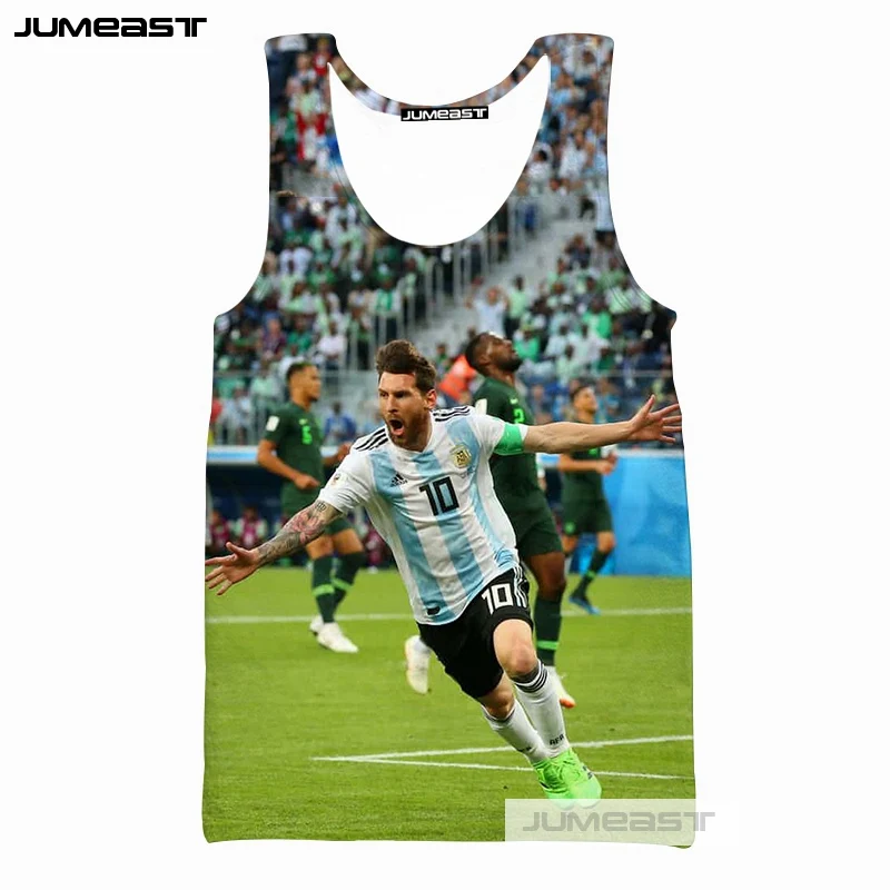 Jumeast бренд моды 3d печатных Lionel Messi мужские/женские топы супер Футбол Звезда Унисекс Без Рукавов Рубашка гусарский жилет