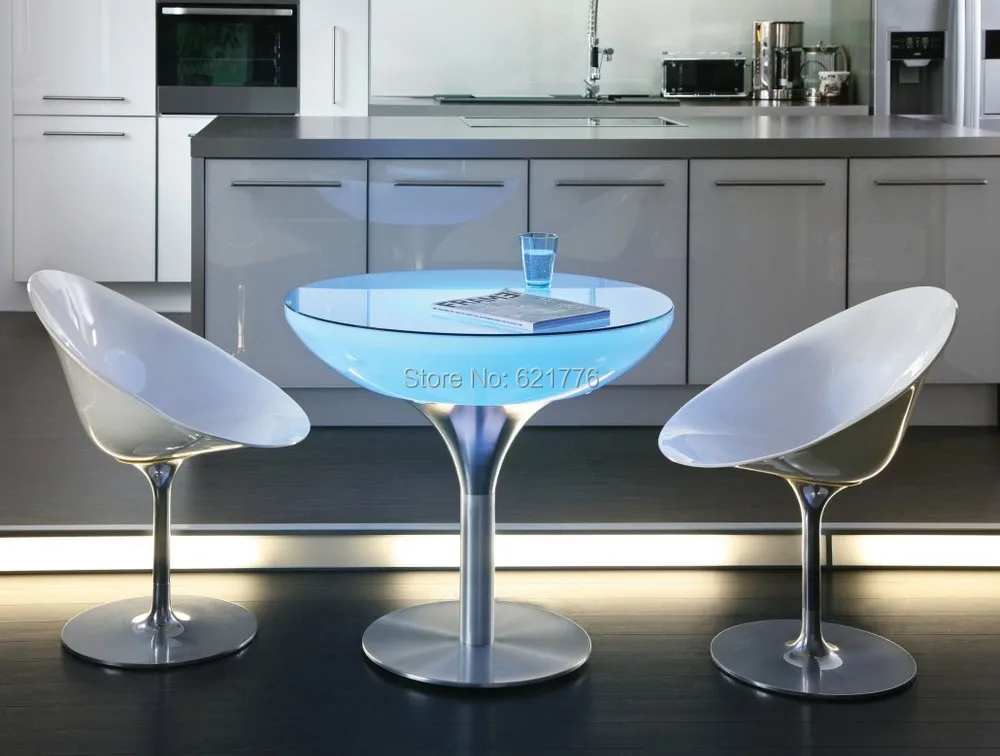 D80 H110 толстые светодиодный Кофе стол, Lounge светодиодный, уникальный дизайн Таблица светодиодный подсветкой мебель аккумуляторная для бар/Рождество