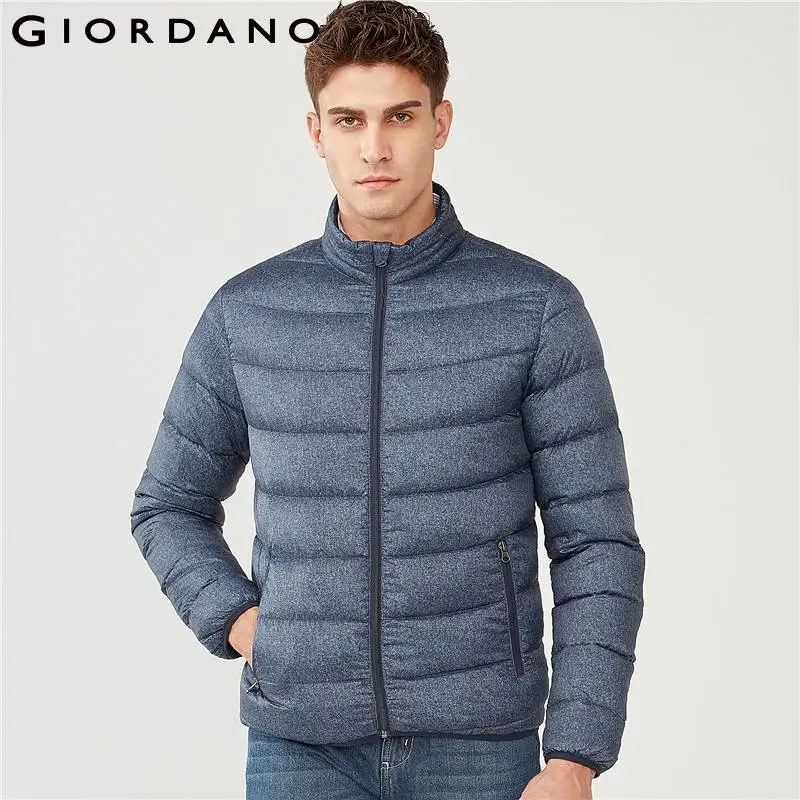 Мужской пуховик Giordano легкий с стоячим воротником легко стирается в стиральной