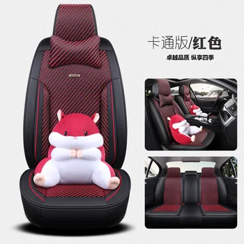 

KKYSYELVA Front Rear PU Leather Auto Universal Car Seat Covers Automobile seat cover Car Seat Cushion Set Interior Accessories