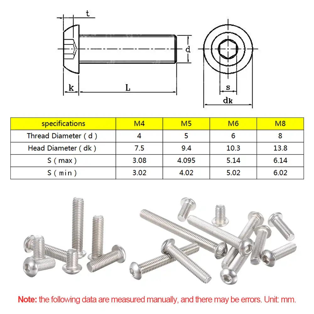 50/ St/ück A2/ Edelstahl Sockel Senkkopfschraube Innensechskant Schrauben M5/ 5/ mm x 60/ mm