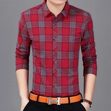 Plaid Men Shirts Tailoring Slim Fit M-3XL Cotton Mens Dress Shirts Male Clothes Social Casual Shirt Men Brand