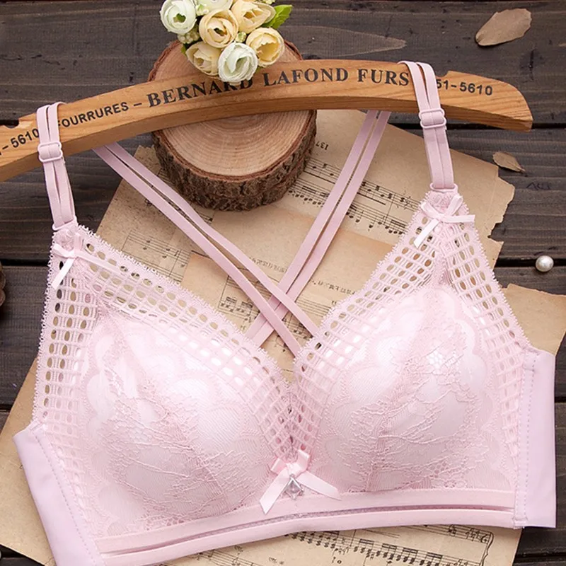 

DeRuiLaDy Seamless Push Up Bra Sexy Lingerie Women Adjusted Wireless Bralette Lace Comfort Soft Bra Wire Free Backless Underwear