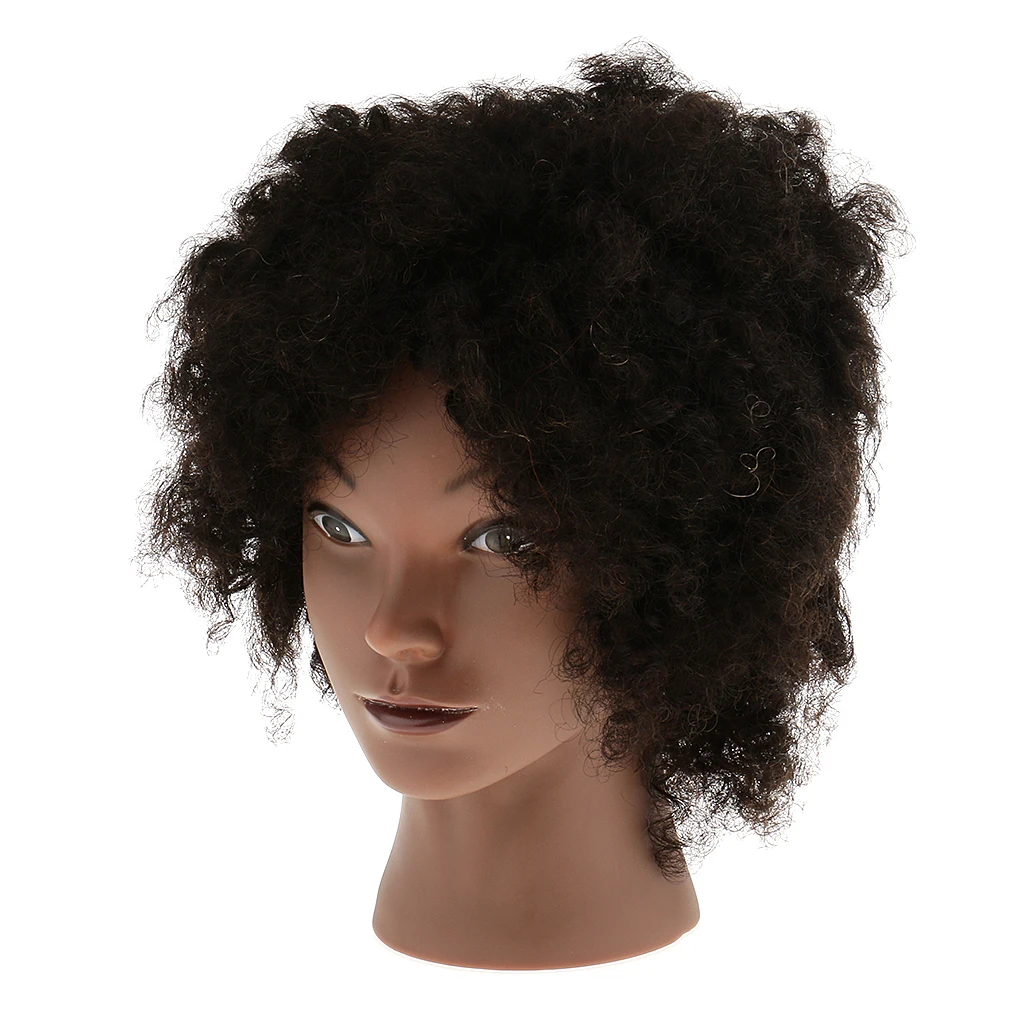 Настоящие человеческие волосы Африканский Афро-американский силиконовый косметологический тренировочный голова манекен для парихмахеров кукла+ зажим
