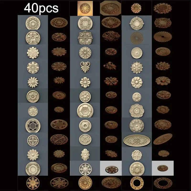 40 шт./компл. Декоративный Круглый Цветок 3d-модель stl рельеф для ЧПУ stl Format 3d-модель для ЧПУ stl рельеф artcam vectric aspire