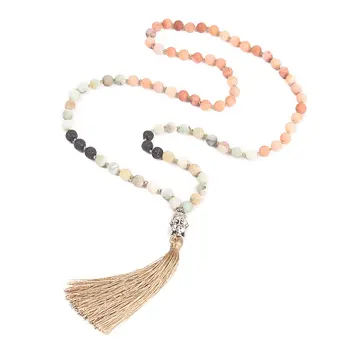

Balibali Fashion Pompom Shell Pendant Necklaces Women Strand Statement Necklace Scrub Chakras Semi-precious Stone Tassel Jewelry