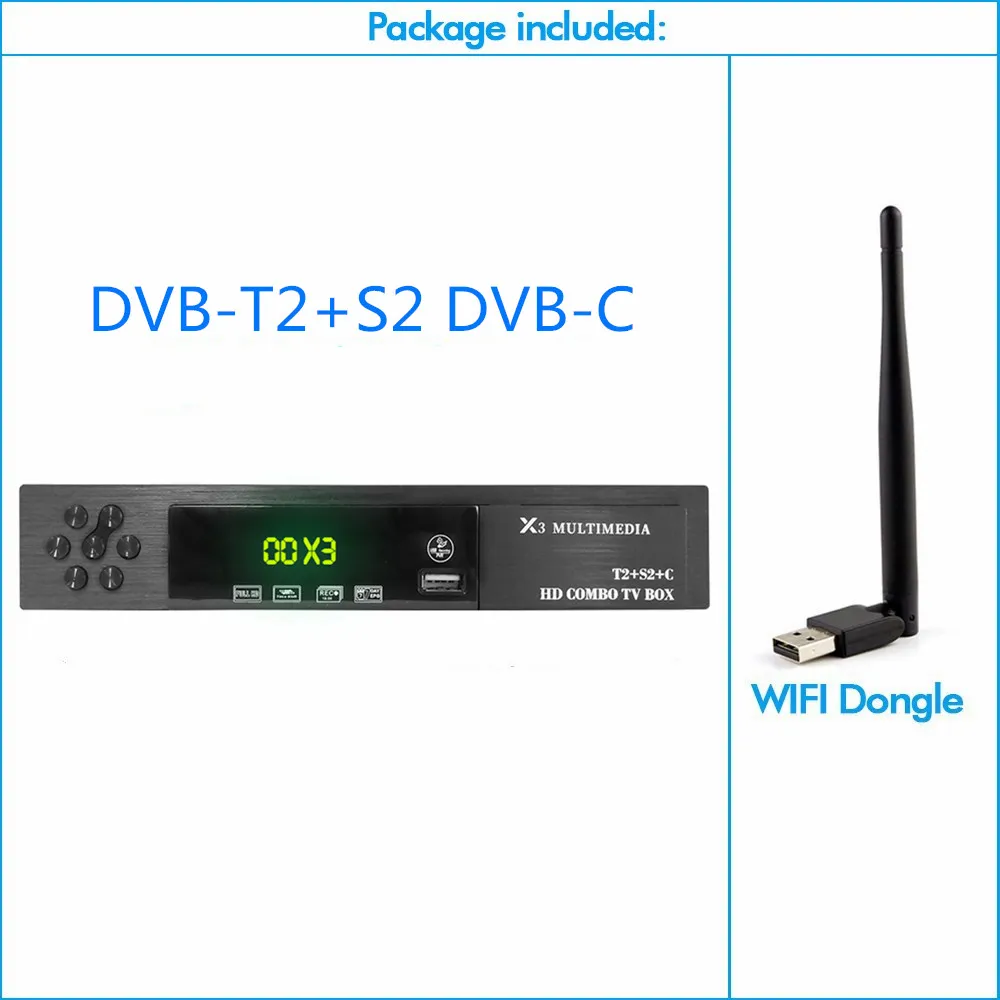 DVB-T2 DVB-S2+ DVB-C комбо ТВ-тюнер с USB wifi цифровой спутниковый приемник с поддержкой IPTV Youtube AC3 Cccam наземная ТВ-приставка - Цвет: DVB-USB WIFI