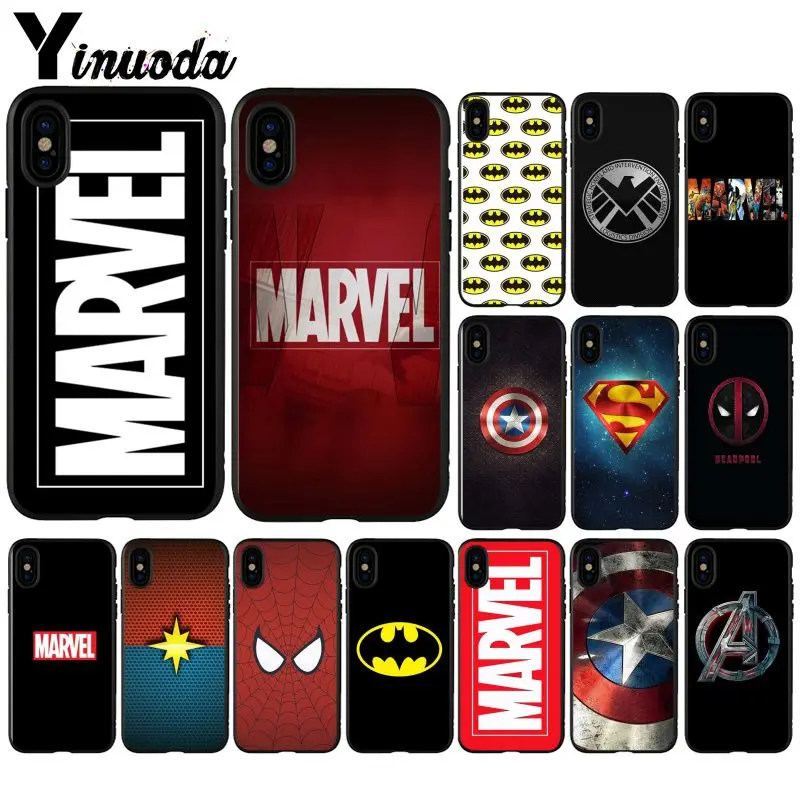 

Yinuoda Marvel Comics logo Pattern TPU Soft Phone Cell Phone Case for iPhone 8 7 6 6S Plus 5 5S SE XR X XS MAX Coque Shell