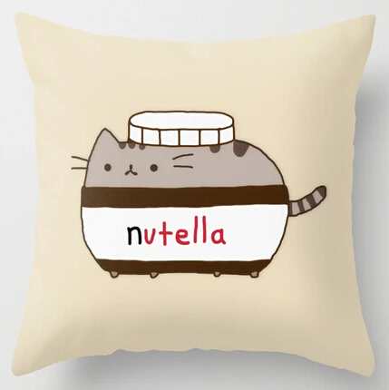 Cool Art Design Cute Funny Nutella Cat Pillow Cases two sides printing for 12 14 16 18 20 ...