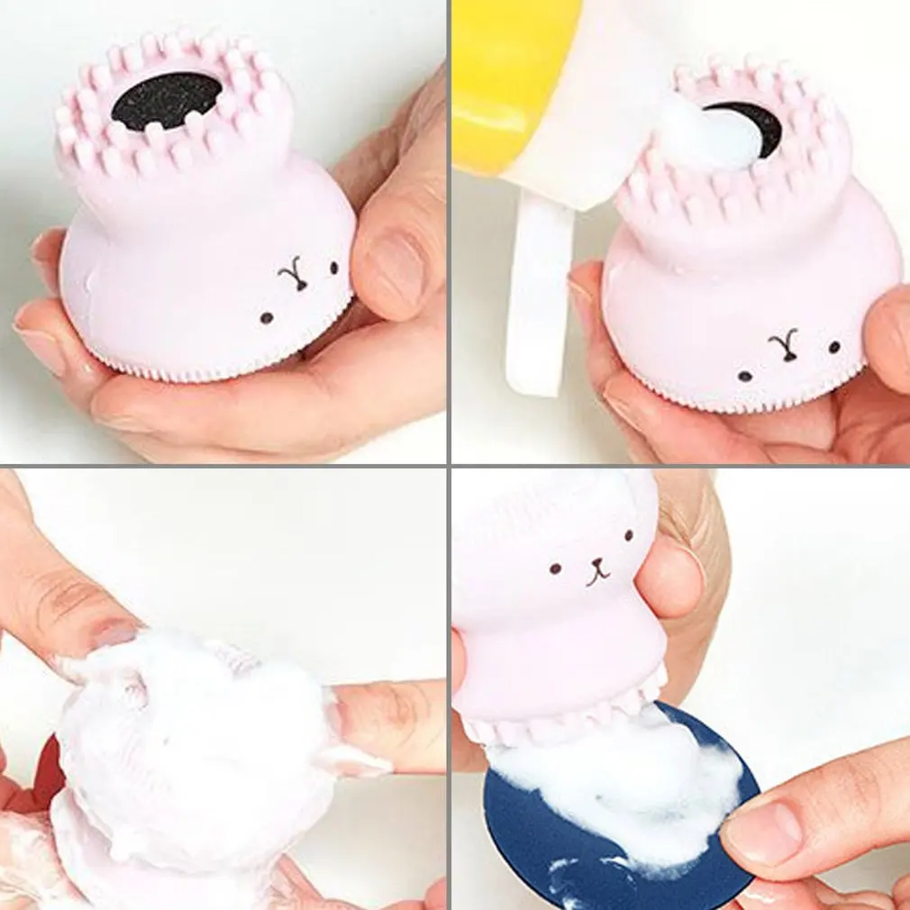 Маленькая милая щетка для мытья медузы, отшелушивающая щетка для лица ...