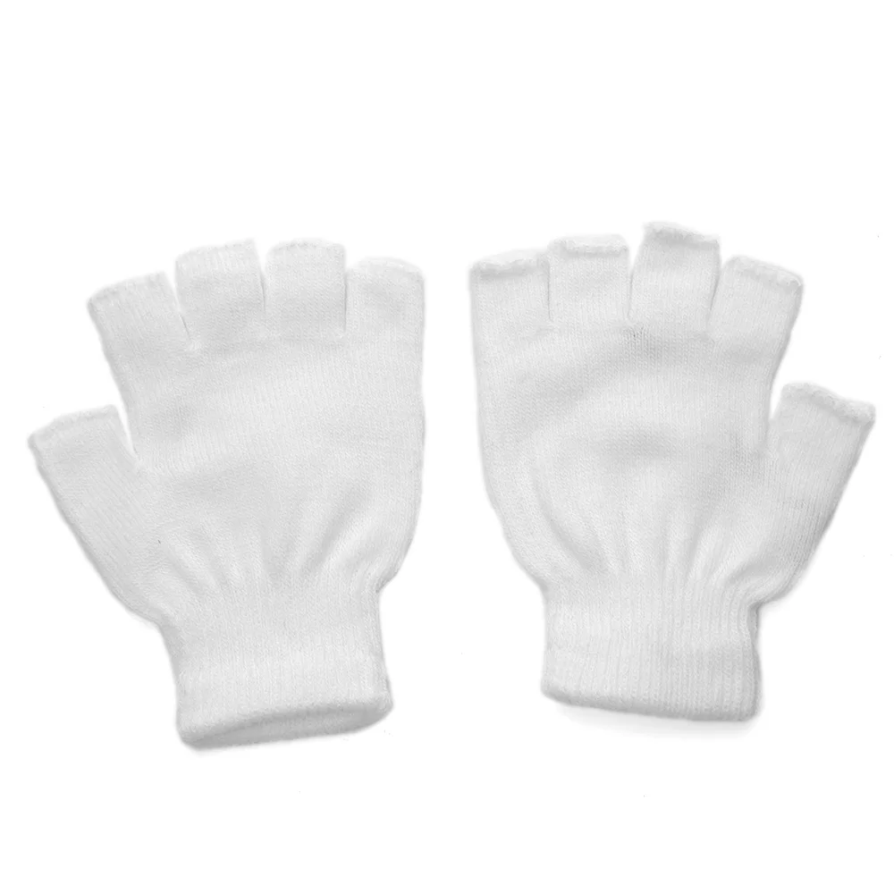 Мужские черные вязаные тянущиеся перчатки без пальцев для зимы женские мягкие теплые эластичные варежки аксессуары Прямая поставка