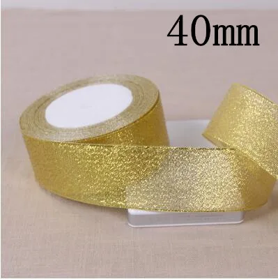 40mm gold 25y 3-50 мм Ручная работа Золотая и Серебряная лента 25 ярдов 22 м металлический блеск свадебное Рождественское украшение DIY тесьма карта Подарочная Упаковка - Цвет: 40mm gold 25y