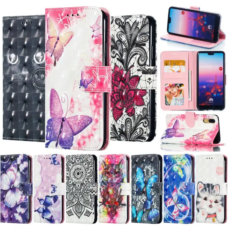 

Case For Capa Huawei Enjoy 7S P30 P20 Plus Mate20 Pro Honor 8C 8X 10 9 Lite Y9 Y7 Y6 P9 Butterfly Stand Flip Wallet Cover P02Z