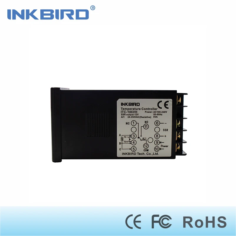 Inkbird F& C Дисплей PID Температура контроллер термостат ITC-106RL с датчиком K, реле, Выход, переменный ток, 12 V-24 V