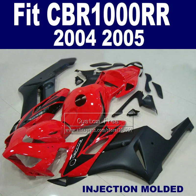 Пользовательские обтекатель комплект для Honda 2004 2005 CBR1000RR CBR 1000 RR 04 05 CBR1000 RR красный черный обтекатели ABS части