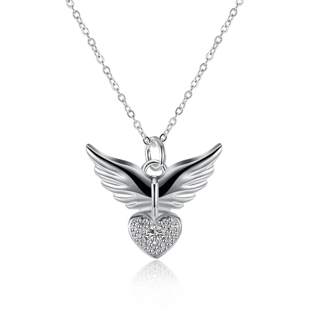 

2015 new arrived 925 sterling silver jewelry three heart link round white stone crystal pendant necklace for women promotion