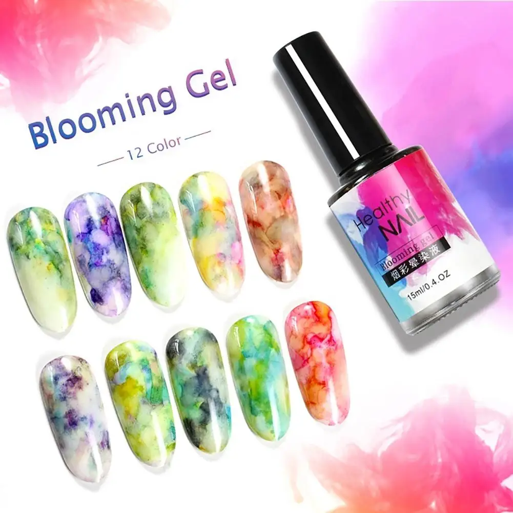 

DIY Watercolor Ink Polish Blooming Nail Art Gel Smoke Effect Smudge Varnish Nail Drawing Water-based