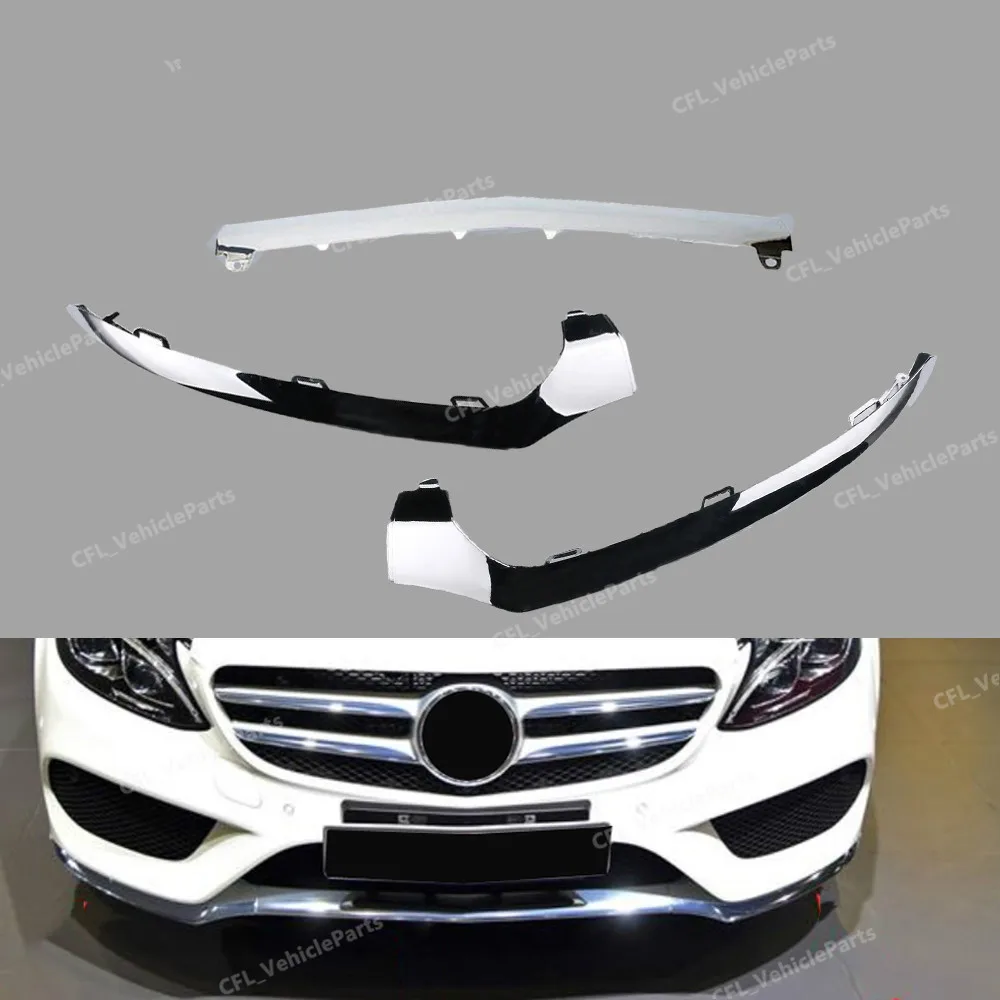 

Left Center Right Front Bumper Lower Chrome Molding Trim 2058851374 2058851474 2058851574 For Mercedes W205 C300 C450 C220 C180